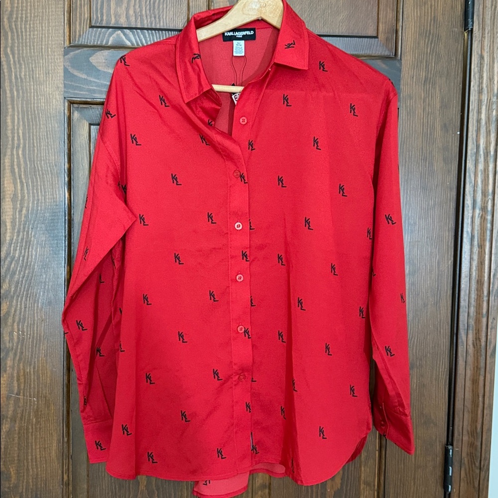 Karl Lagerfeld Red Button Down Shirt